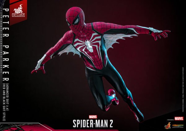 HOT TOYS 1/6 VGM66 SPIDER-MAN 2 ADVANCED SUIT 2.0 RED & BLACK - Image 4