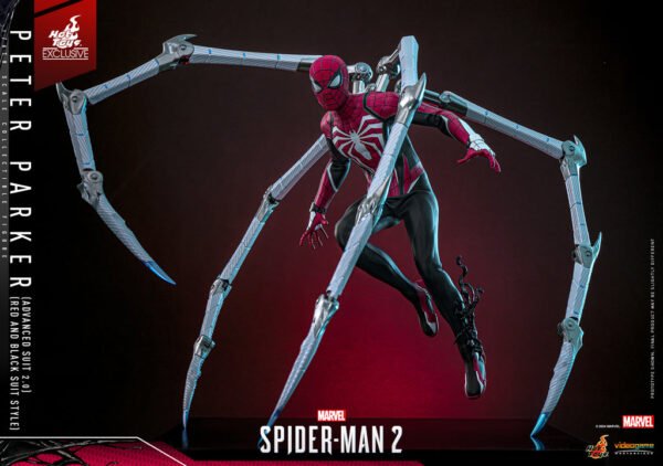 HOT TOYS 1/6 VGM66 SPIDER-MAN 2 ADVANCED SUIT 2.0 RED & BLACK - Image 7